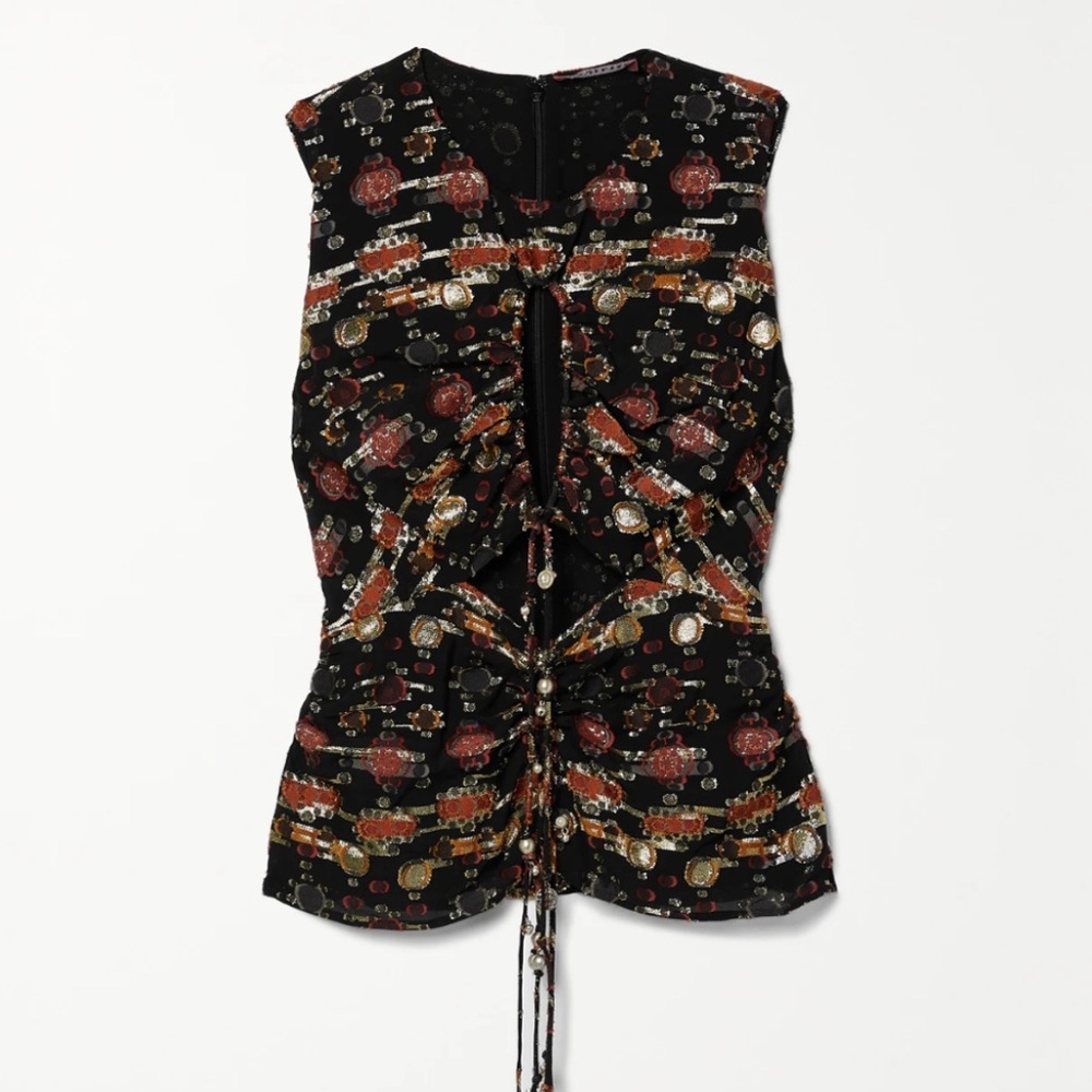 Altuzarra Nome Metallic Jacquard Cutout Silk Blend Top In Black Size 42
